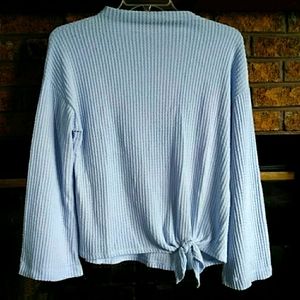 NWOT Socialite waffle-knit long sleeve baby blue top